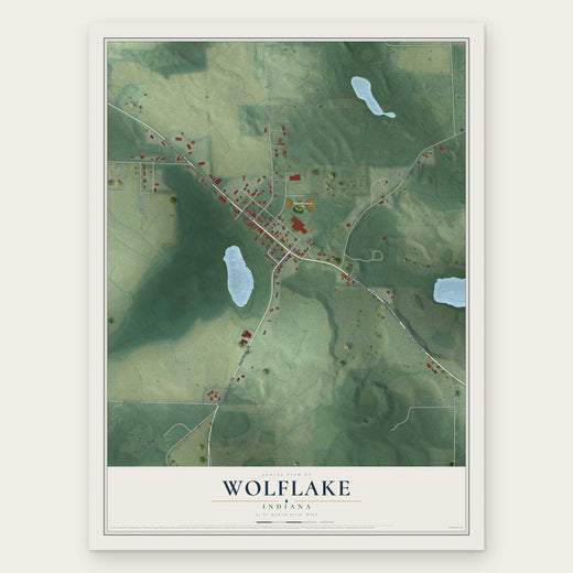 Wolflake, Indiana map print, the full design