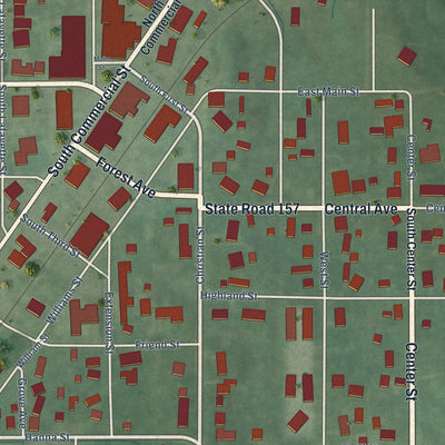 Second close-up of the map of Worthington, Indiana print showing more streets and buildings
