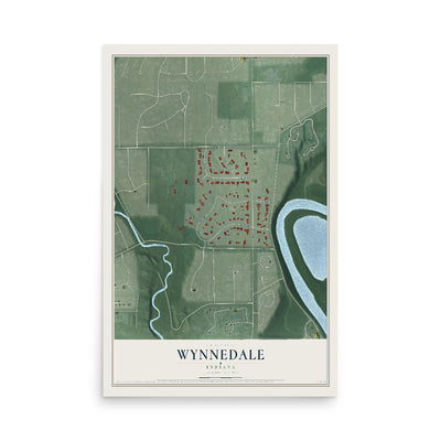 Map of Wynnedale, Indiana, 12 x 18 inch unframed archival matte print