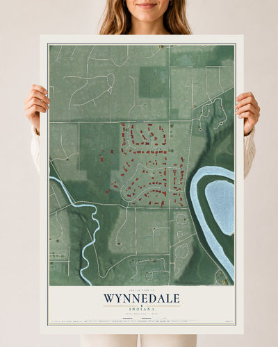 Map of Wynnedale, Indiana, 24 x 36 inch unframed archival matte print