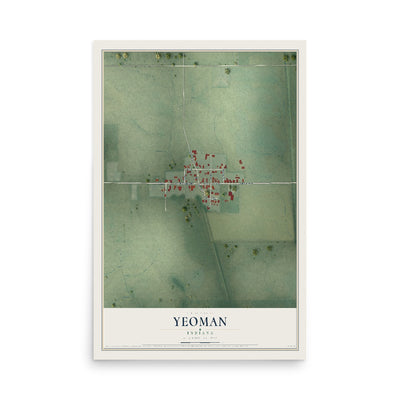 Map of Yeoman, Indiana, 12 x 18 inch unframed archival matte print