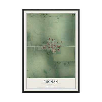 Map of Yeoman, Indiana, 12 x 18 inch print in a black wood frame