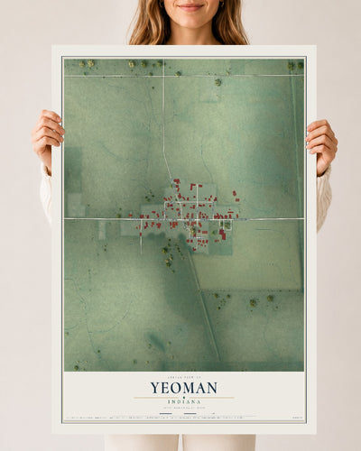 Map of Yeoman, Indiana, 24 x 36 inch unframed archival matte print