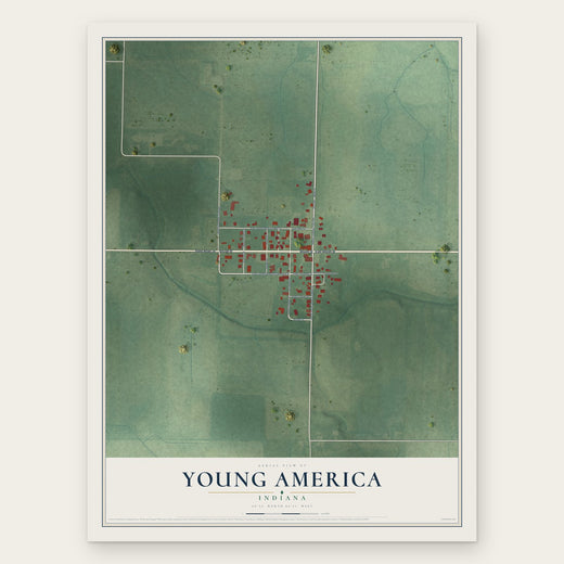 Young America, Indiana map print, the full design