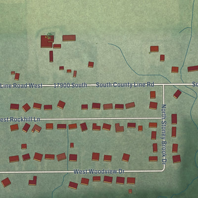 Second close-up of the map of Zanesville, Indiana print showing more streets and buildings