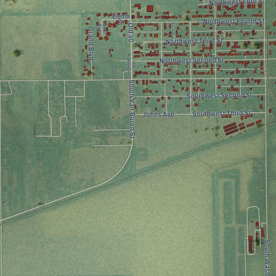 Second close-up of the map of Abilene, Kansas print showing more streets and buildings