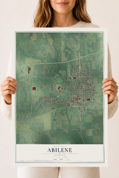 Map of Abilene, Kansas, 18 x 24 inch unframed archival matte print