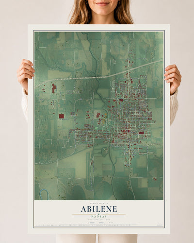 Map of Abilene, Kansas, 24 x 36 inch unframed archival matte print