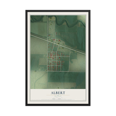 Map of Albert, Kansas, 12 x 18 inch print in a black wood frame