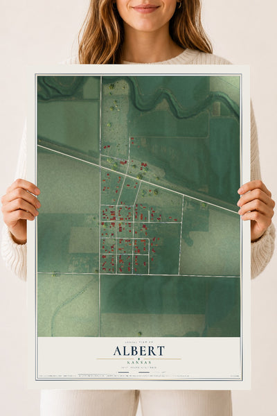 Map of Albert, Kansas, 18 x 24 inch unframed archival matte print