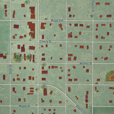 Close-up of the map of Americus, Kansas print showing street and building detail