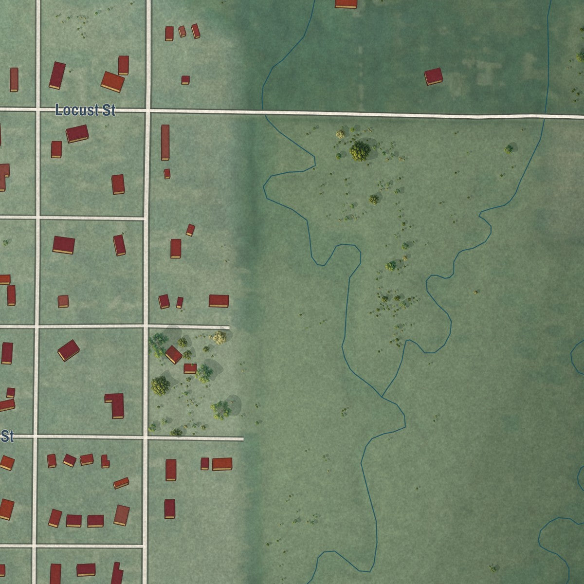 Second close-up of the map of Americus, Kansas print showing more streets and buildings
