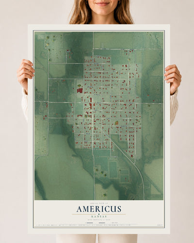 Map of Americus, Kansas, 24 x 36 inch unframed archival matte print