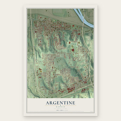 Argentine, Kansas map print, the full design