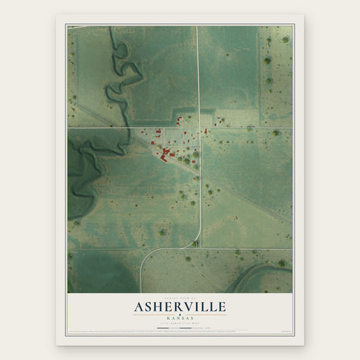 Asherville, Kansas map print, the full design