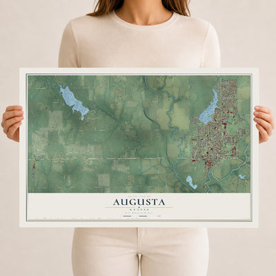 Map of Augusta, Kansas, 12 x 18 inch unframed archival matte print