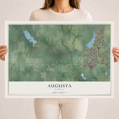 Map of Augusta, Kansas, 18 x 24 inch unframed archival matte print
