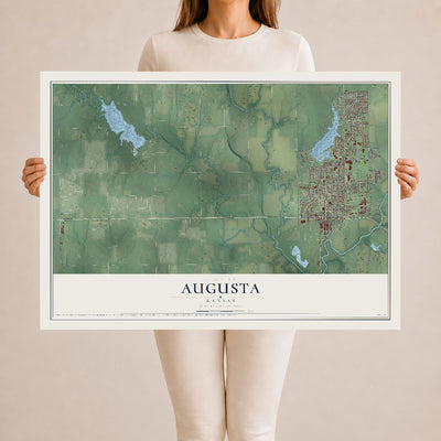 Map of Augusta, Kansas, 24 x 36 inch unframed archival matte print