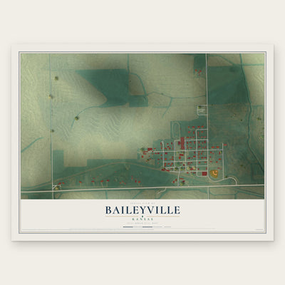 Baileyville, Kansas map print, the full design