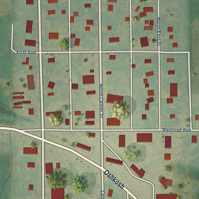 Close-up of the map of Barnes, Kansas print showing street and building detail