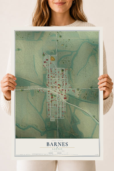 Map of Barnes, Kansas, 18 x 24 inch unframed archival matte print