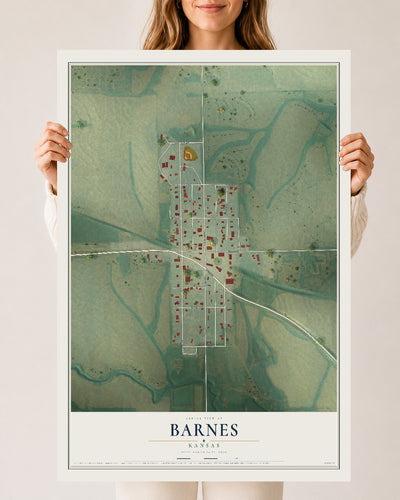 Map of Barnes, Kansas, 24 x 36 inch unframed archival matte print
