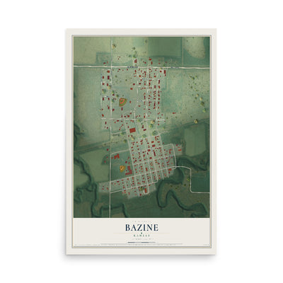 Map of Bazine, Kansas, 12 x 18 inch unframed archival matte print