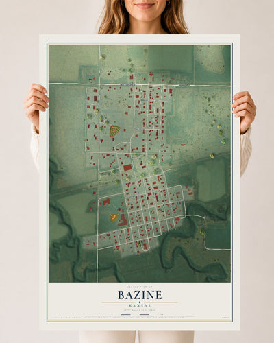 Map of Bazine, Kansas, 24 x 36 inch unframed archival matte print