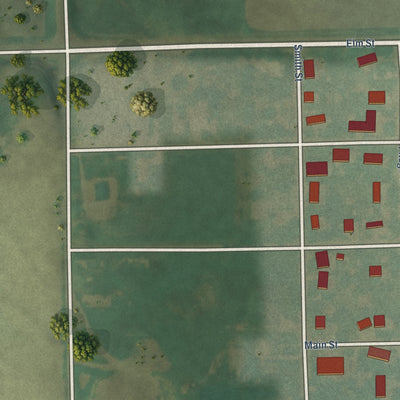 Second close-up of the map of Beattie, Kansas print showing more streets and buildings