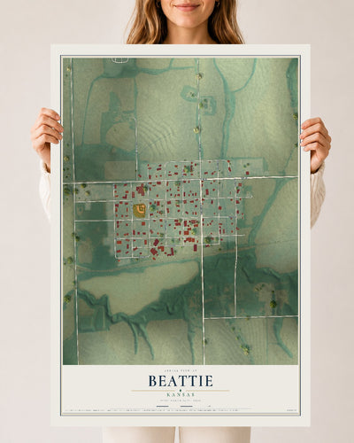 Map of Beattie, Kansas, 24 x 36 inch unframed archival matte print