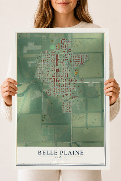 Map of Belle Plaine, Kansas, 18 x 24 inch unframed archival matte print