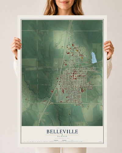 Map of Belleville, Kansas, 24 x 36 inch unframed archival matte print