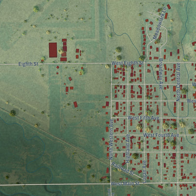 Second close-up of the map of Beloit, Kansas print showing more streets and buildings