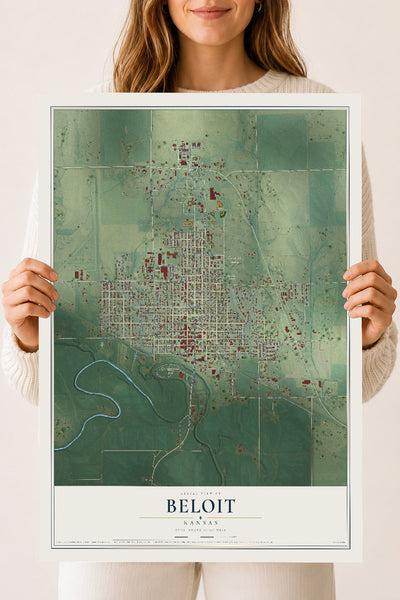 Map of Beloit, Kansas, 18 x 24 inch unframed archival matte print