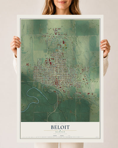 Map of Beloit, Kansas, 24 x 36 inch unframed archival matte print