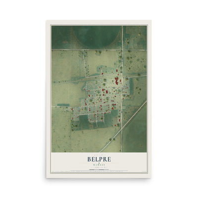 Map of Belpre, Kansas, 12 x 18 inch unframed archival matte print