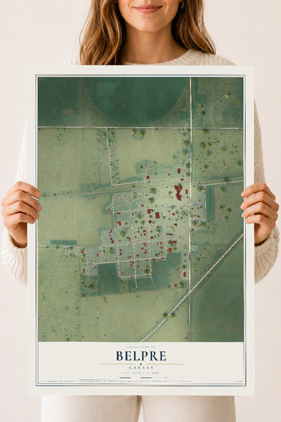 Map of Belpre, Kansas, 18 x 24 inch unframed archival matte print