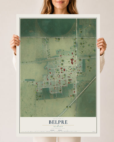 Map of Belpre, Kansas, 24 x 36 inch unframed archival matte print