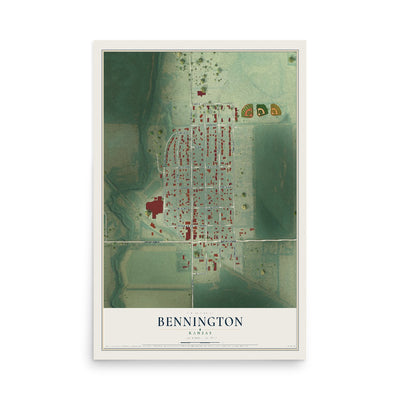 Map of Bennington, Kansas, 12 x 18 inch unframed archival matte print