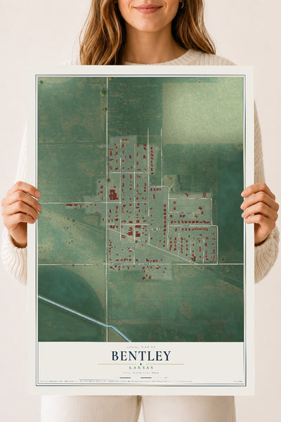 Map of Bentley, Kansas, 18 x 24 inch unframed archival matte print