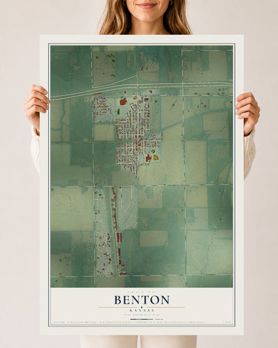 Map of Benton, Kansas, 24 x 36 inch unframed archival matte print