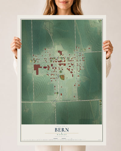 Map of Bern, Kansas, 24 x 36 inch unframed archival matte print