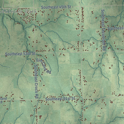 Close-up of the map of Berryton, Kansas print showing street and building detail