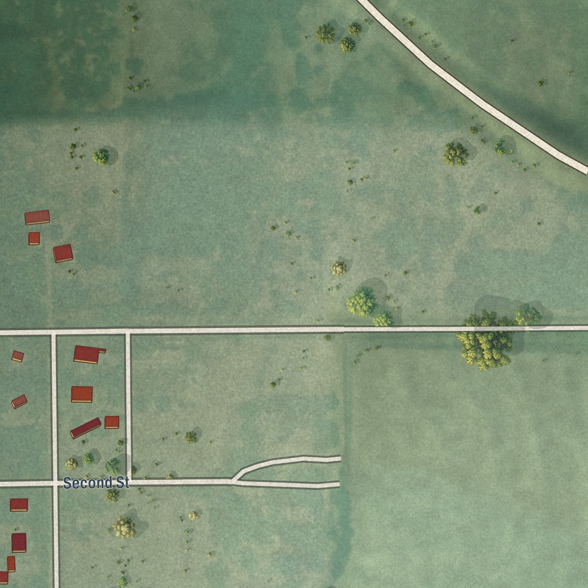 Second close-up of the map of Beverly, Kansas print showing more streets and buildings