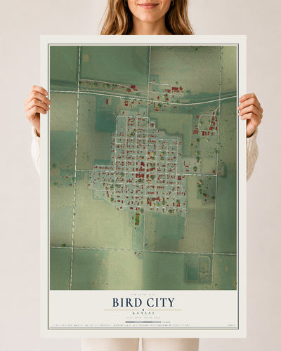Map of Bird City, Kansas, 24 x 36 inch unframed archival matte print