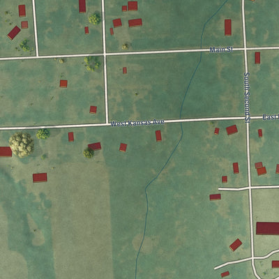 Second close-up of the map of Blue Mound, Kansas print showing more streets and buildings
