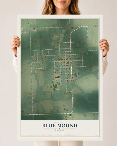 Map of Blue Mound, Kansas, 24 x 36 inch unframed archival matte print