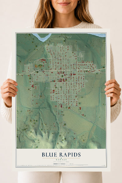 Map of Blue Rapids, Kansas, 18 x 24 inch unframed archival matte print