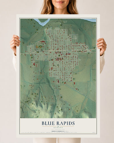 Map of Blue Rapids, Kansas, 24 x 36 inch unframed archival matte print