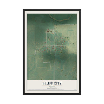 Map of Bluff City, Kansas, 12 x 18 inch print in a black wood frame